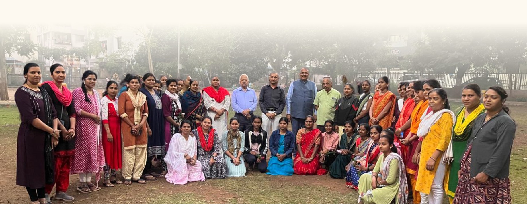 Women and families supported by the foundation gathered together